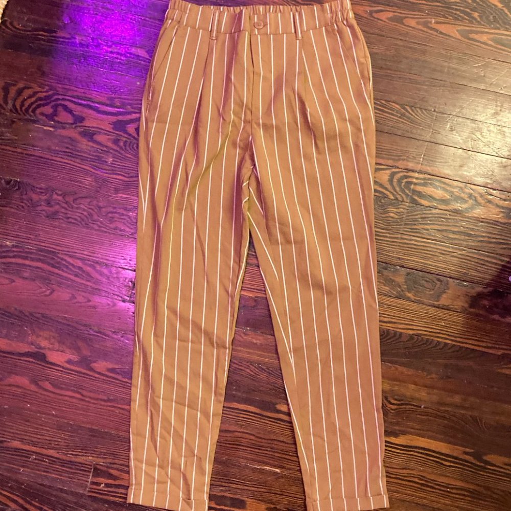 Womens ankle crop straight leg pinstripe pants
